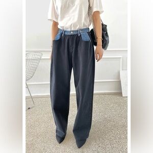 Frankie Shop Hayla Contrast Denim Pants. Size M/L. NWOT